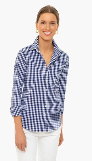 Ralph Lauren Women's Easy Care Gingham Cotton Shirt Blue Size Large