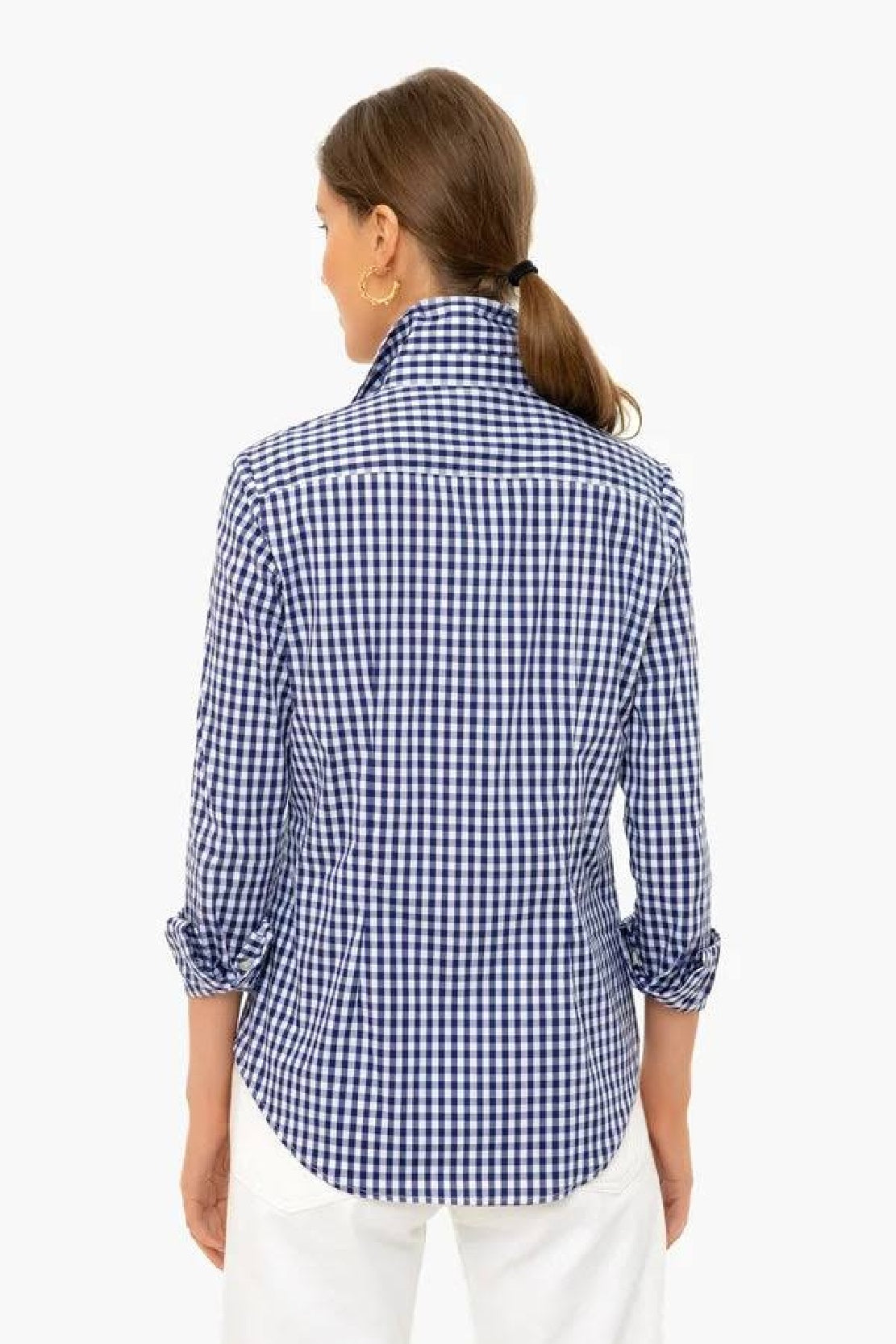 Ralph Lauren Women's Easy Care Gingham Cotton Shirt Blue Size Large