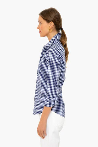 Ralph Lauren Women's Easy Care Gingham Cotton Shirt Blue Size Large