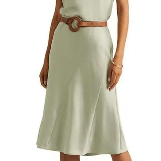 Ralph Lauren Women's Satin Midi Skirt Green Size 12