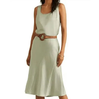 Ralph Lauren Women's Satin Midi Skirt Green Size 12