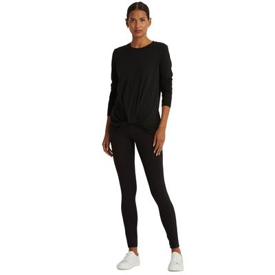 Ralph Lauren Womne's Twist Front Long Sleeve Top Black Size Medium