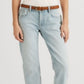 Ralph Lauren Women's Stretch Zippered Pocketed Relaxed Tapered Ankle High Waist Jeans Blue Size 8