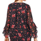 Vince Camuto Women's Floral Print Flutter Sleeve Top Black Size X-Large