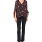 Vince Camuto Women's Floral Print Flutter Sleeve Top Black Size X-Large