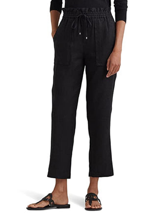 Ralph Lauren Women's Linen Ankle Pants Black Size 12