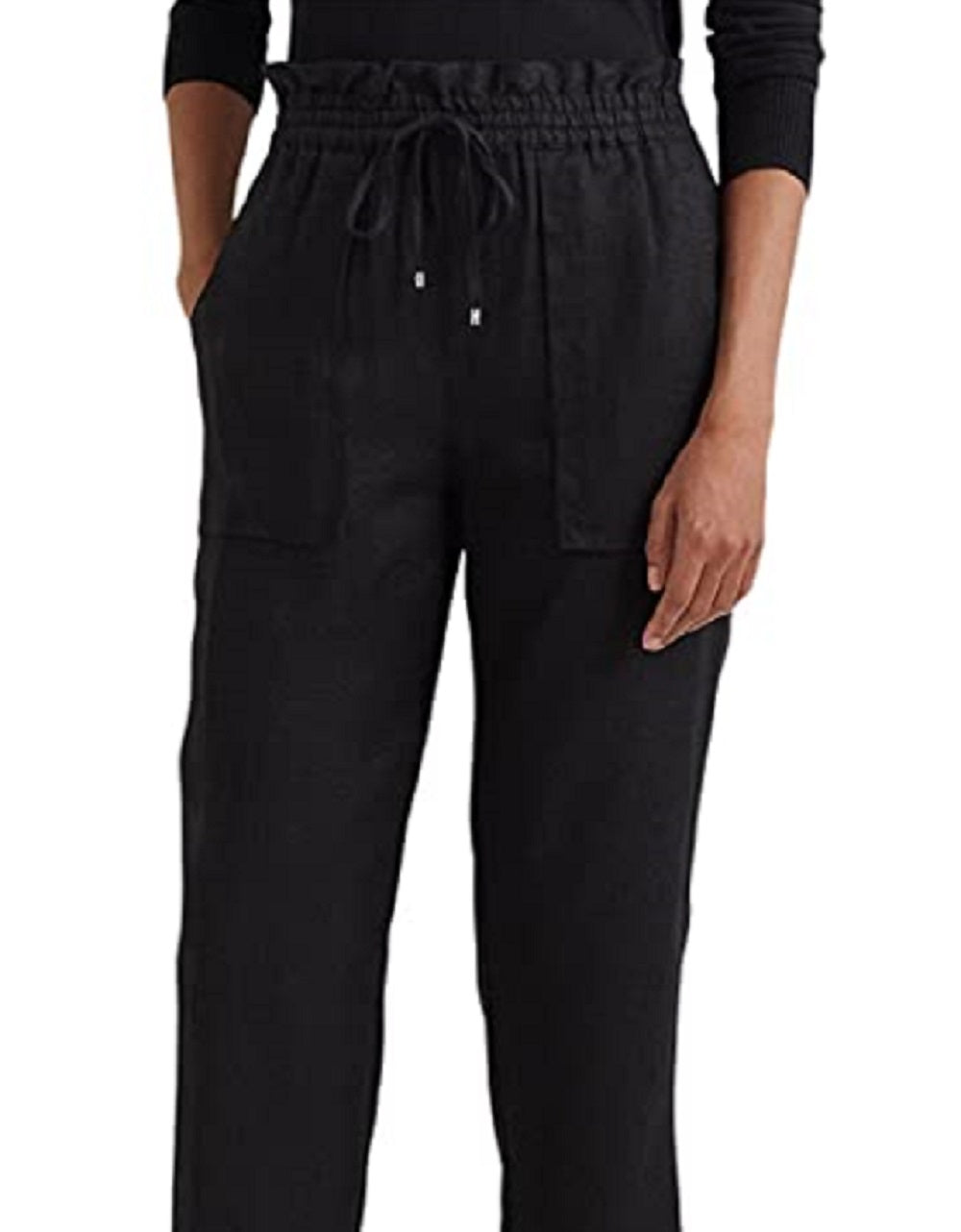 Ralph Lauren Women's Linen Ankle Pants Black Size 12