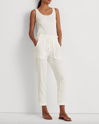 Ralph Lauren Women's Linen Ankle Pants White Size 10