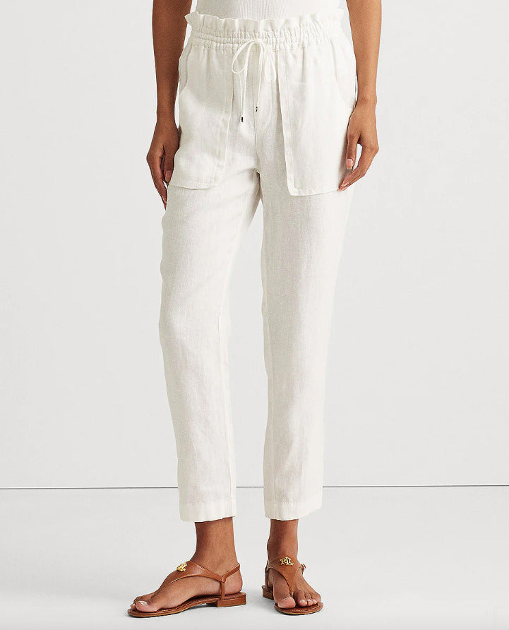 Ralph Lauren Women's Linen Ankle Pants White Size 10