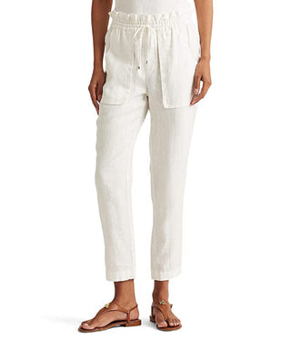 Ralph Lauren Women's Linen Ankle Pants White