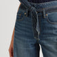 Ralph Lauren Women's Denim Pocketed Straight Leg Button Fly Tie Belt High Waist Jeans Blue Size 18