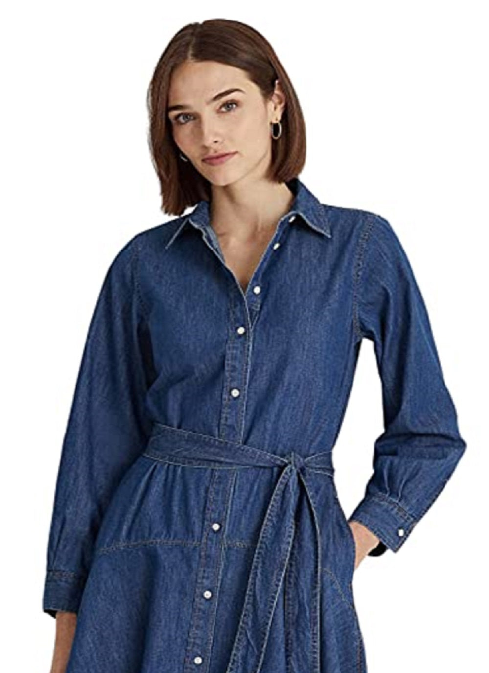 Ralph Lauren Women's Belted Denim Shirtdress Dress Blue Size 10