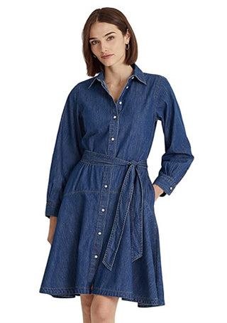 Ralph Lauren Women's Belted Denim Shirtdress Dress Blue Size 6