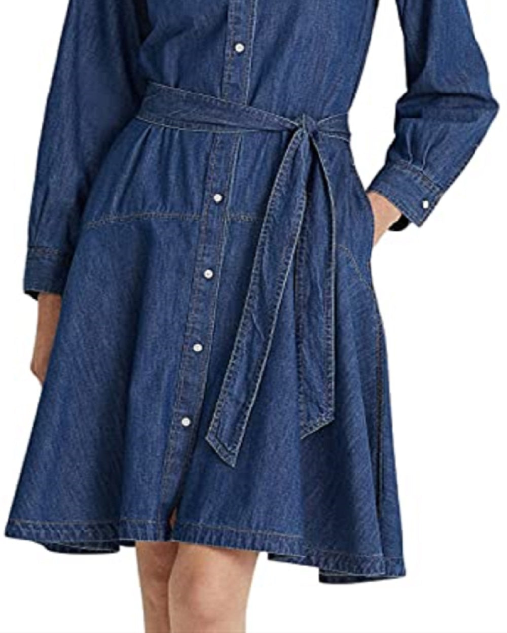 Ralph Lauren Women's Belted Denim Shirtdress Dress Blue Size 6