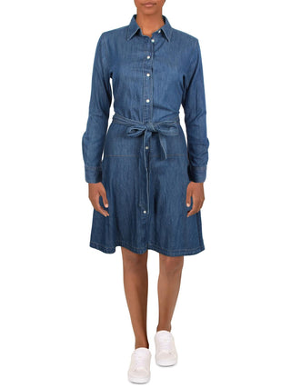 Ralph Lauren Women's Belted Denim Shirtdress Blue Size 8