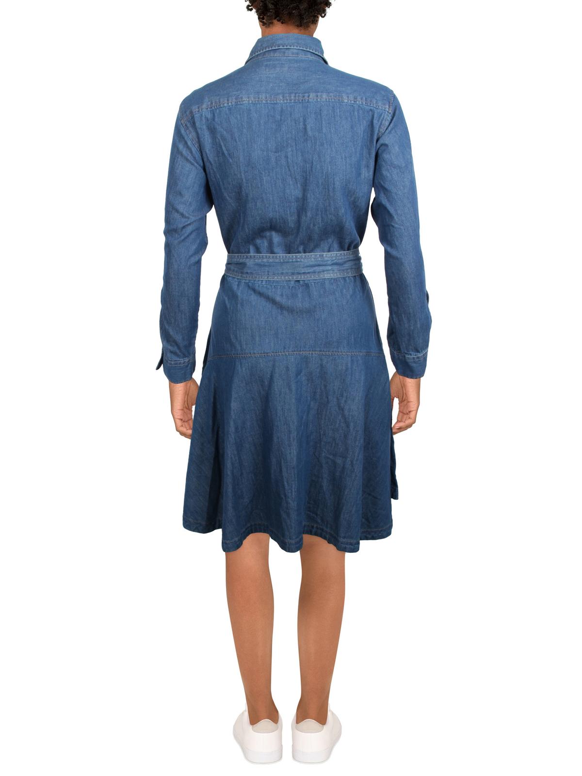 Ralph Lauren Women's Belted Denim Shirtdress Blue Size 8