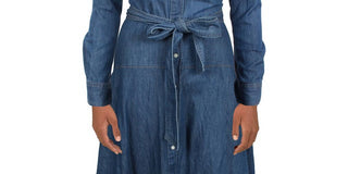 Ralph Lauren Women's Belted Denim Shirtdress Blue Size 8