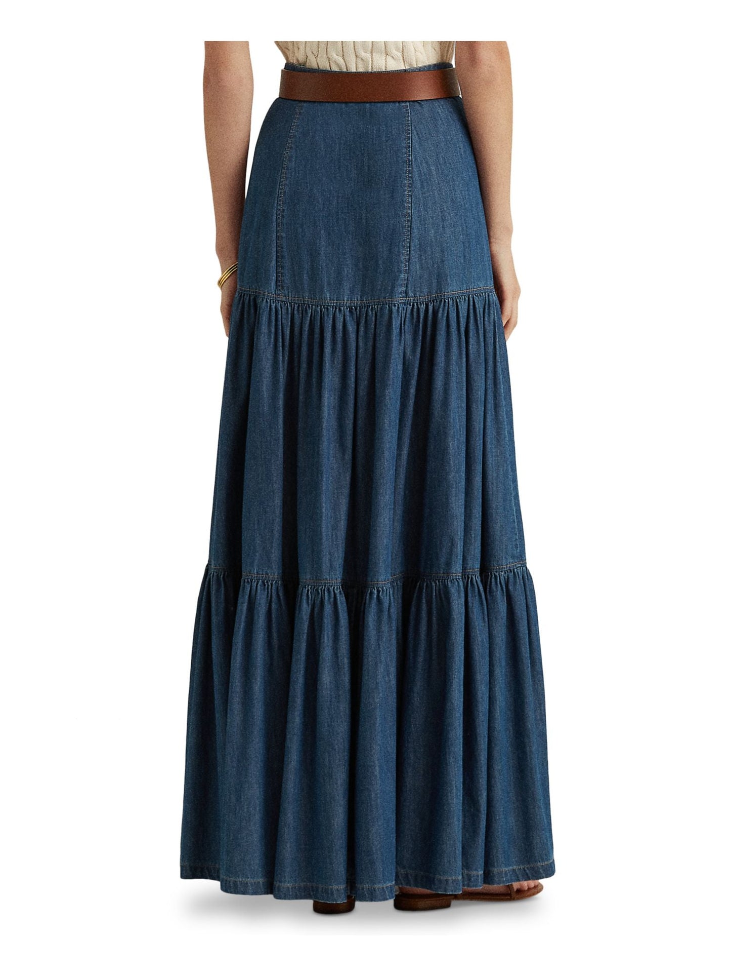 Ralph Lauren Women's Denim Full-Length A-Line Skirt Blue Size 12