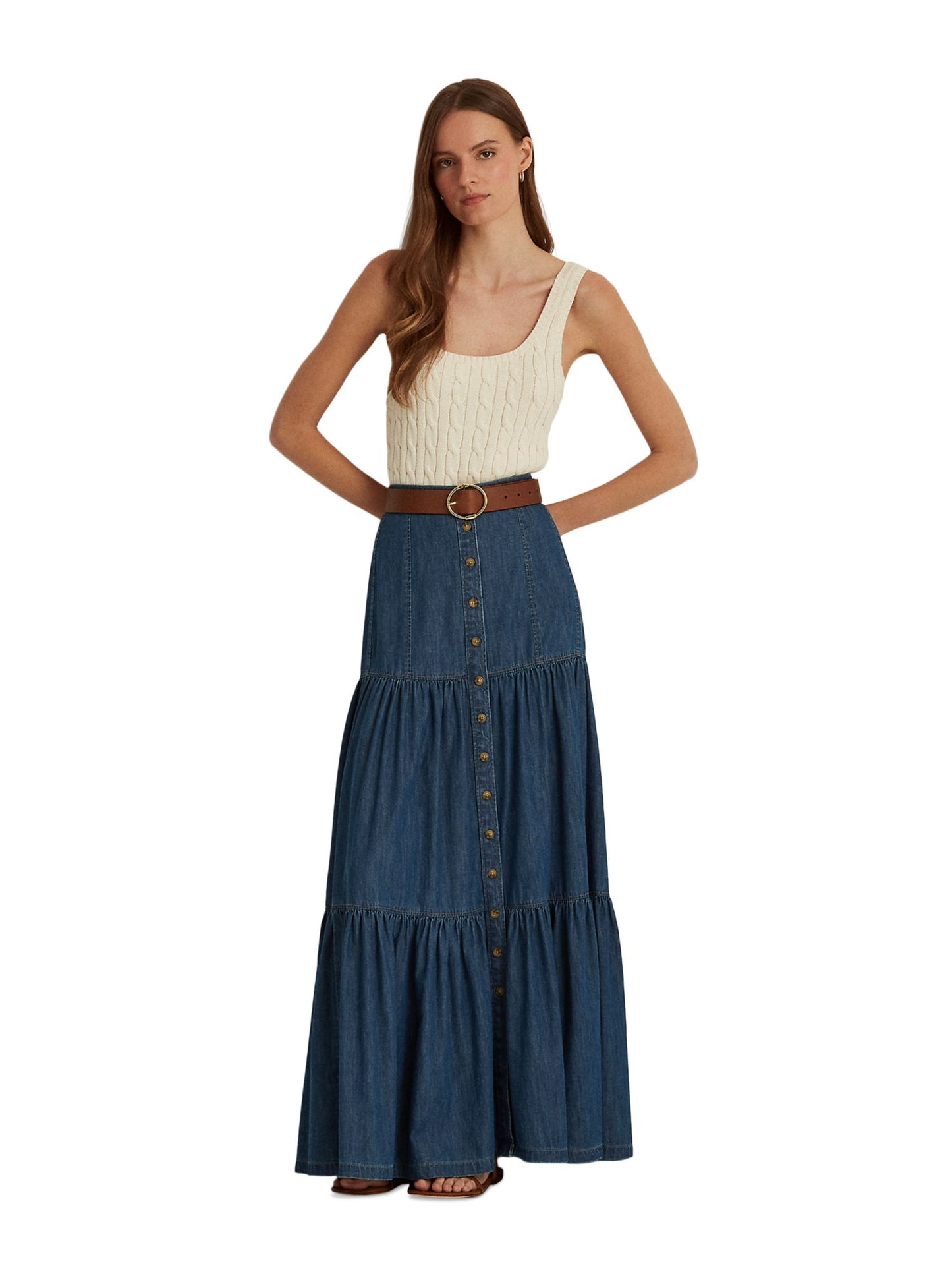 Ralph Lauren Women's Denim Full Length A Line Skirt Blue Size 4