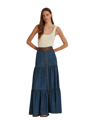 Ralph Lauren Women's Denim Full Length A Line Skirt Blue Size 8