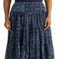 Ralph Lauren Women's Geo Print Crinkle Georgette Skirt Blue Size 12