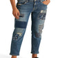 Ralph Lauren Women's Patchwork Relaxed Tapered Jeans Blue Size 16