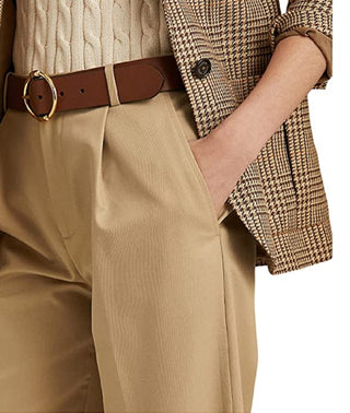 Ralph Lauren Women's Pleated Crepe Ankle Pants Brown Size 12