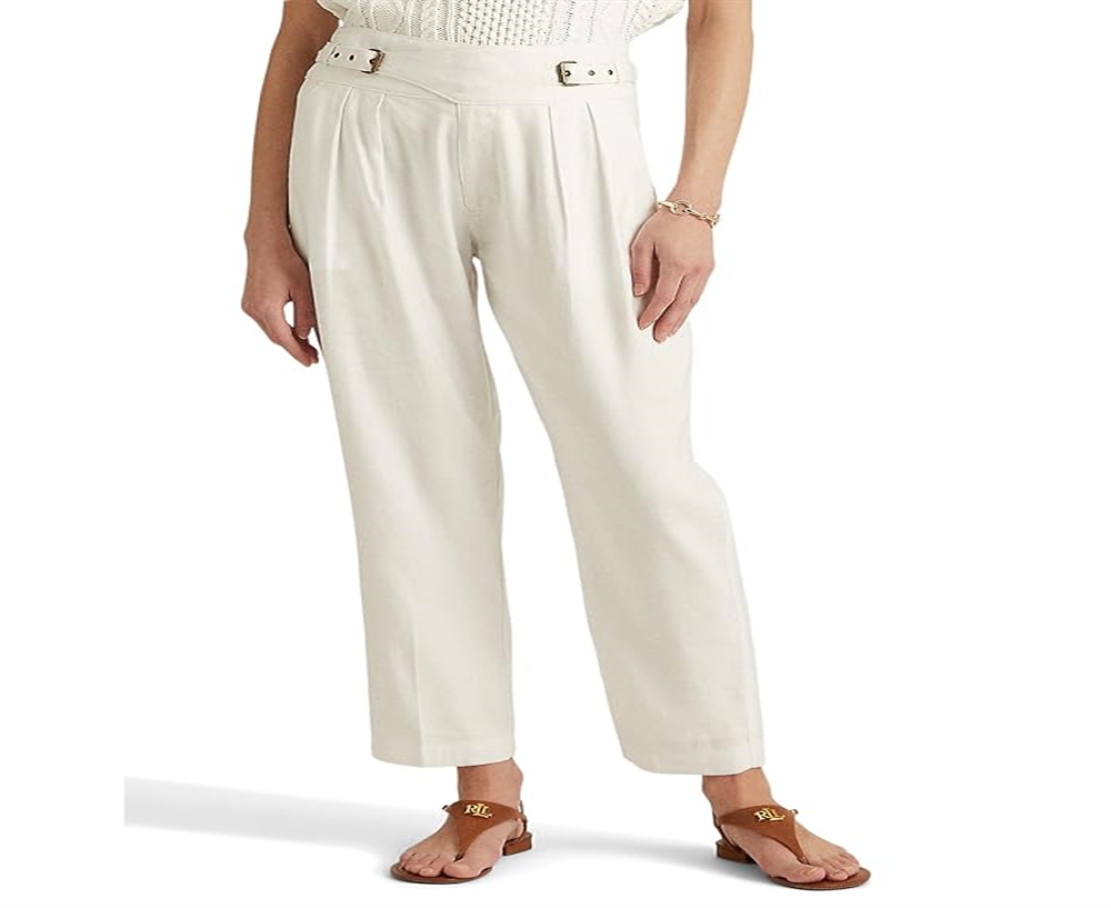 Ralph Lauren Men's Pleated Twill Ankle Pants White Size 12