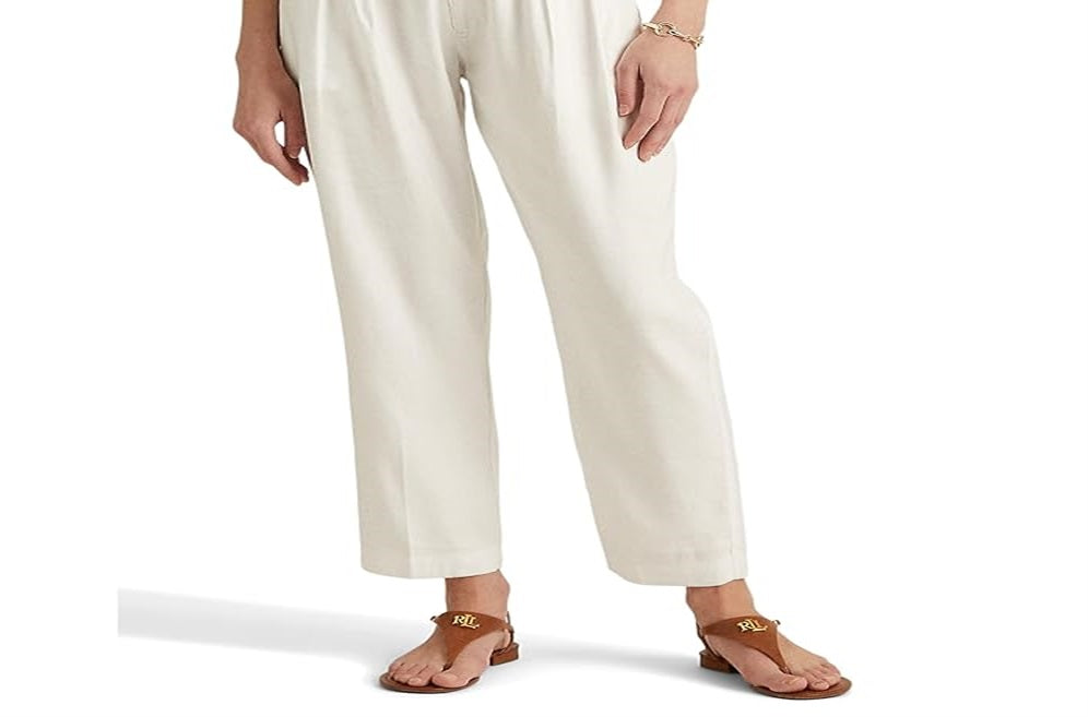 Ralph Lauren Men's Pleated Twill Ankle Pants White Size 12