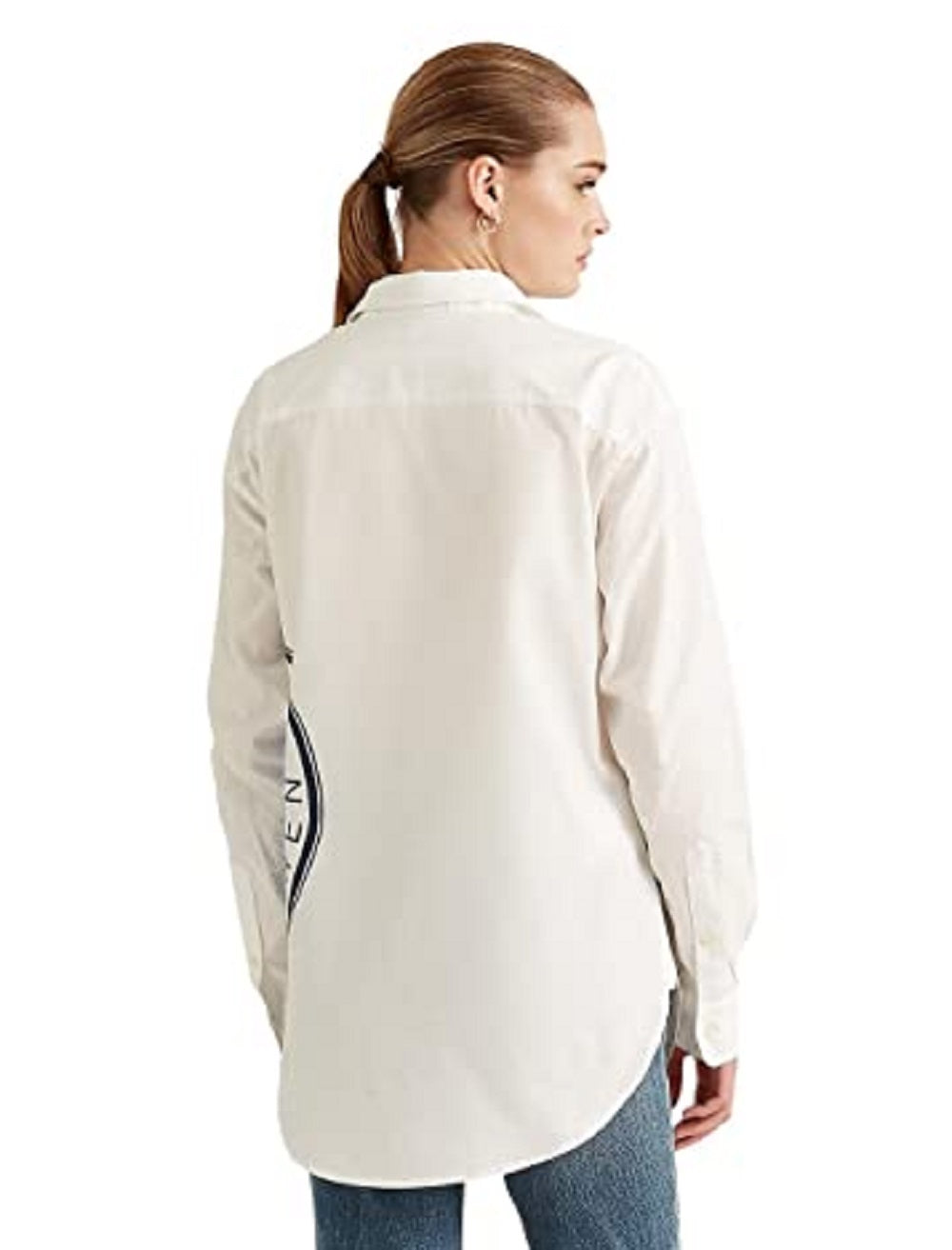 Ralph Lauren Women's Logo Cotton Broadcloth Shirt White Size X-Large