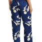 Ralph Lauren Women's Geometric Print Charmeuse Wide Leg Pants Blue Size 3X