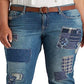 Ralph Lauren Women's Patchwork Relaxed Tapered Jeans Blue Size 14W