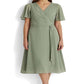 Ralph Lauren Women's Georgette Flutter Sleeve Dress Green Size 6