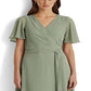 Ralph Lauren Women's Georgette Flutter Sleeve Dress Green Size 6