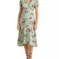 Ralph Lauren Women's V Neck Midi Wear To Work Fit Flare Dress Green Size 14