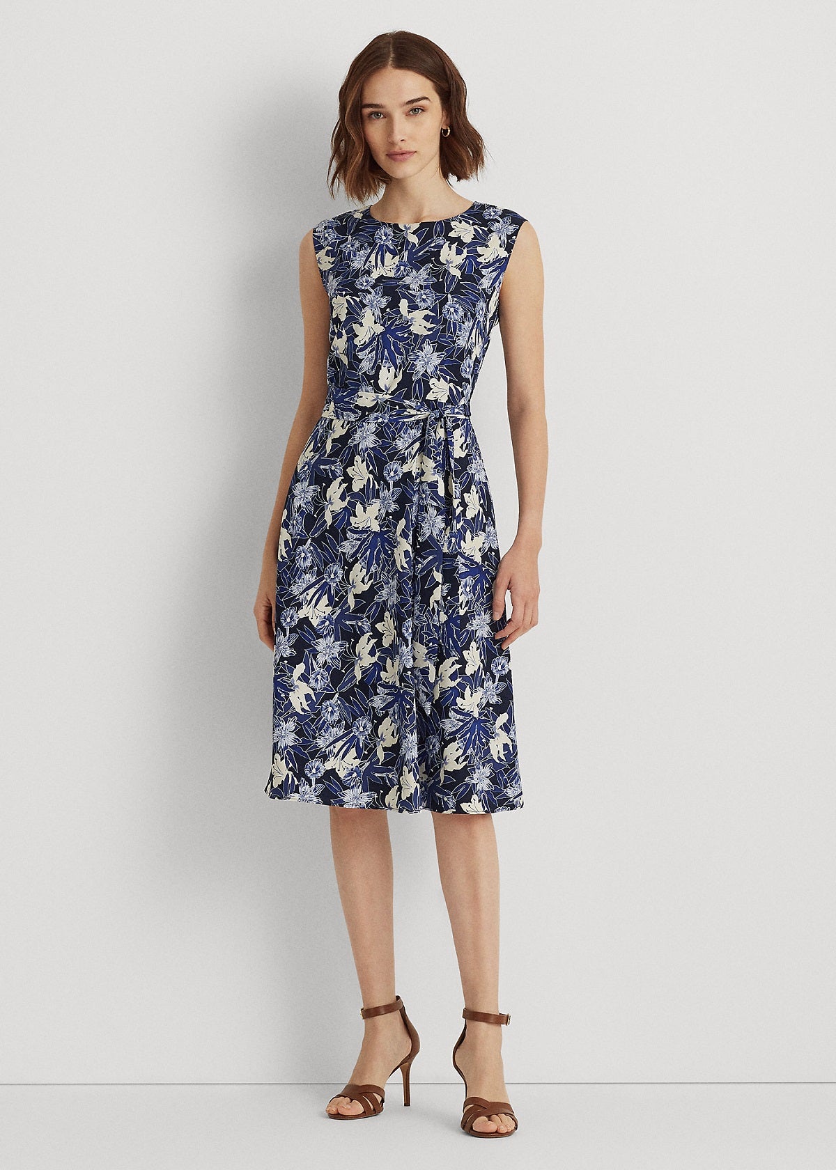 Ralph Lauren Women's Floral Crepe Dress Blue Size 12