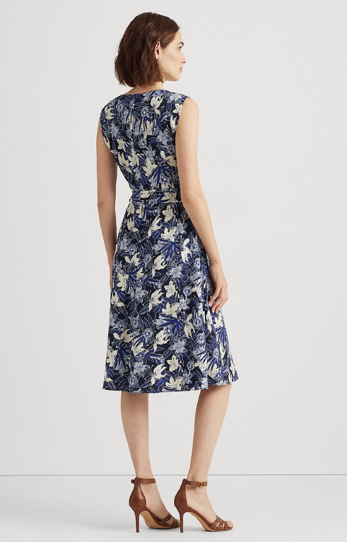 Ralph Lauren Women's Floral Crepe Dress Blue Size 12