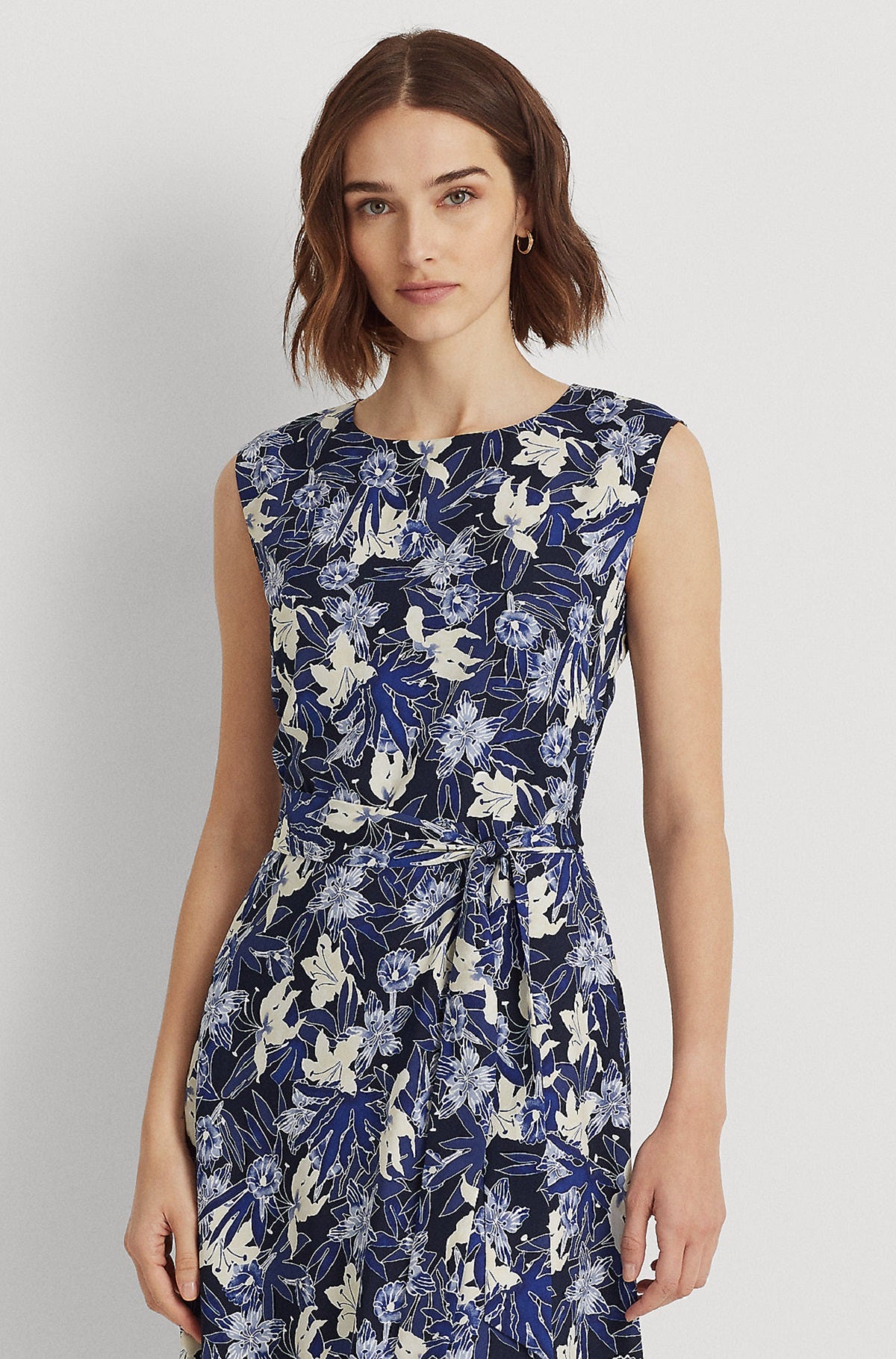 Ralph Lauren Women's Floral Crepe Dress Blue Size 12