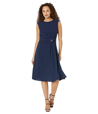 Ralph Lauren Women's Double Faced Fit And Flare Dress Blue Size 14