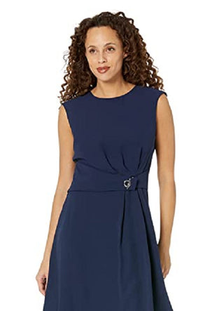 Ralph Lauren Women's Double Faced Fit And Flare Dress Blue Size 14