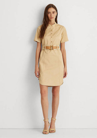 Ralph Lauren Women's Belted Micro Sanded Twill Dress Brown Size 12