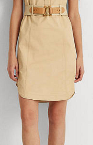 Ralph Lauren Women's Belted Micro Sanded Twill Dress Brown Size 12