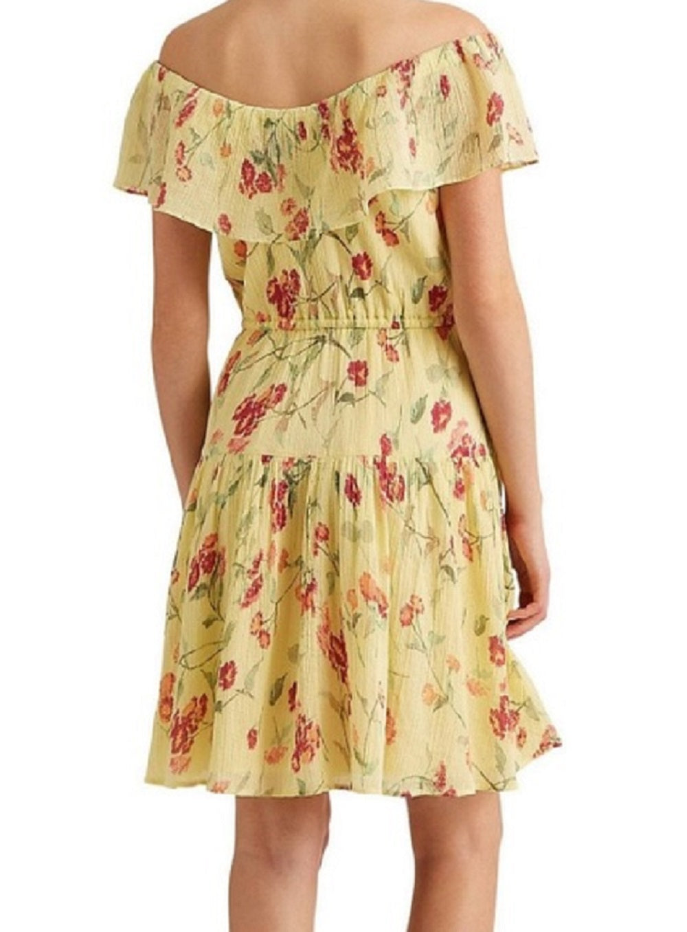 Ralph Lauren Women's Floral Crinkled Dress Yellow Size 18
