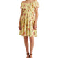 Ralph Lauren Women's Floral Crinkled Dress Yellow Size 4