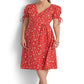 Ralph Lauren Women's Floral Crepe Midi Dress Red Size 16