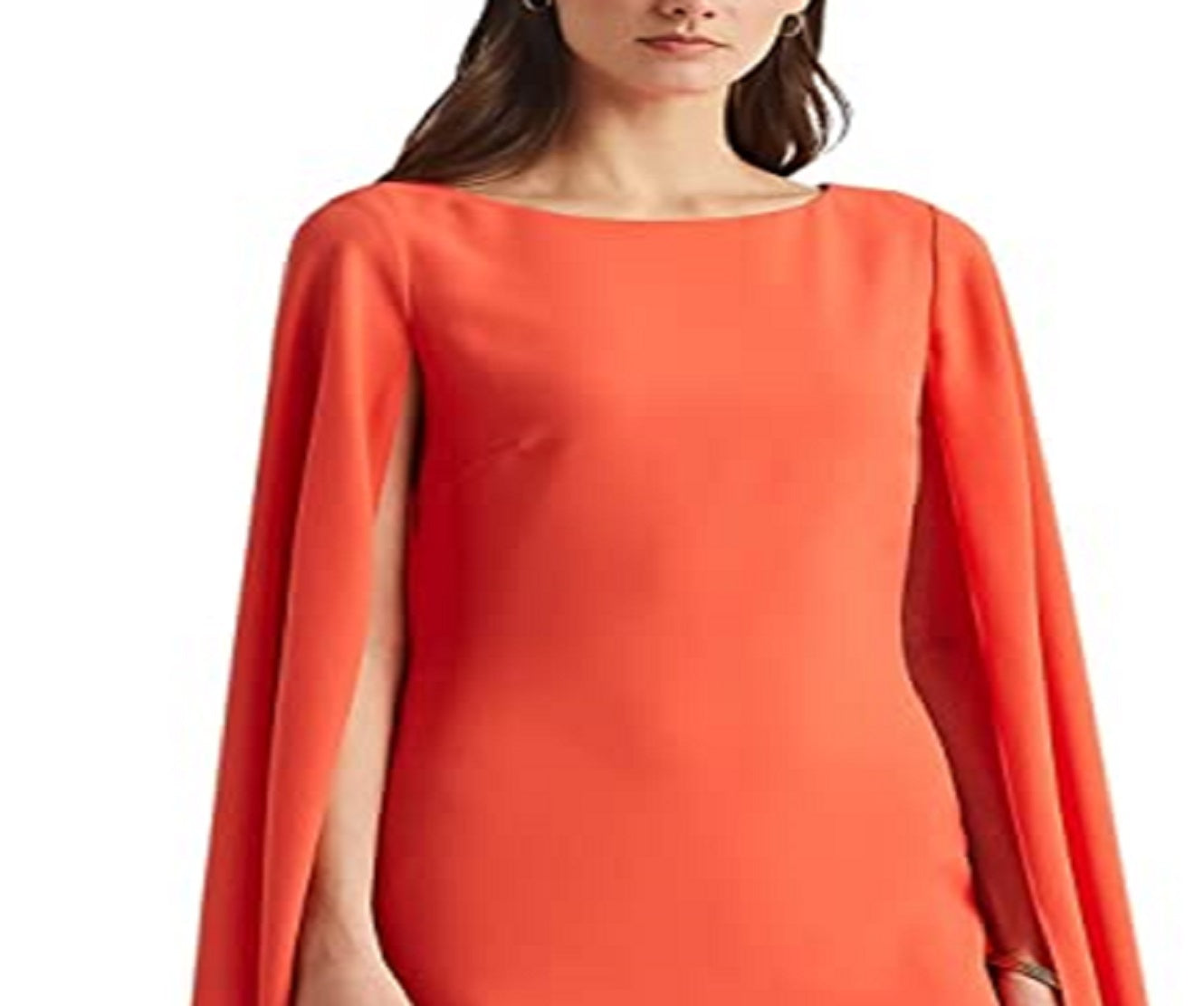 Ralph Lauren Women's Cape Georgette Cocktail Dress Orange Size 12