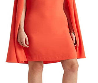 Ralph Lauren Women's Cape Georgette Cocktail Dress Orange Size 12