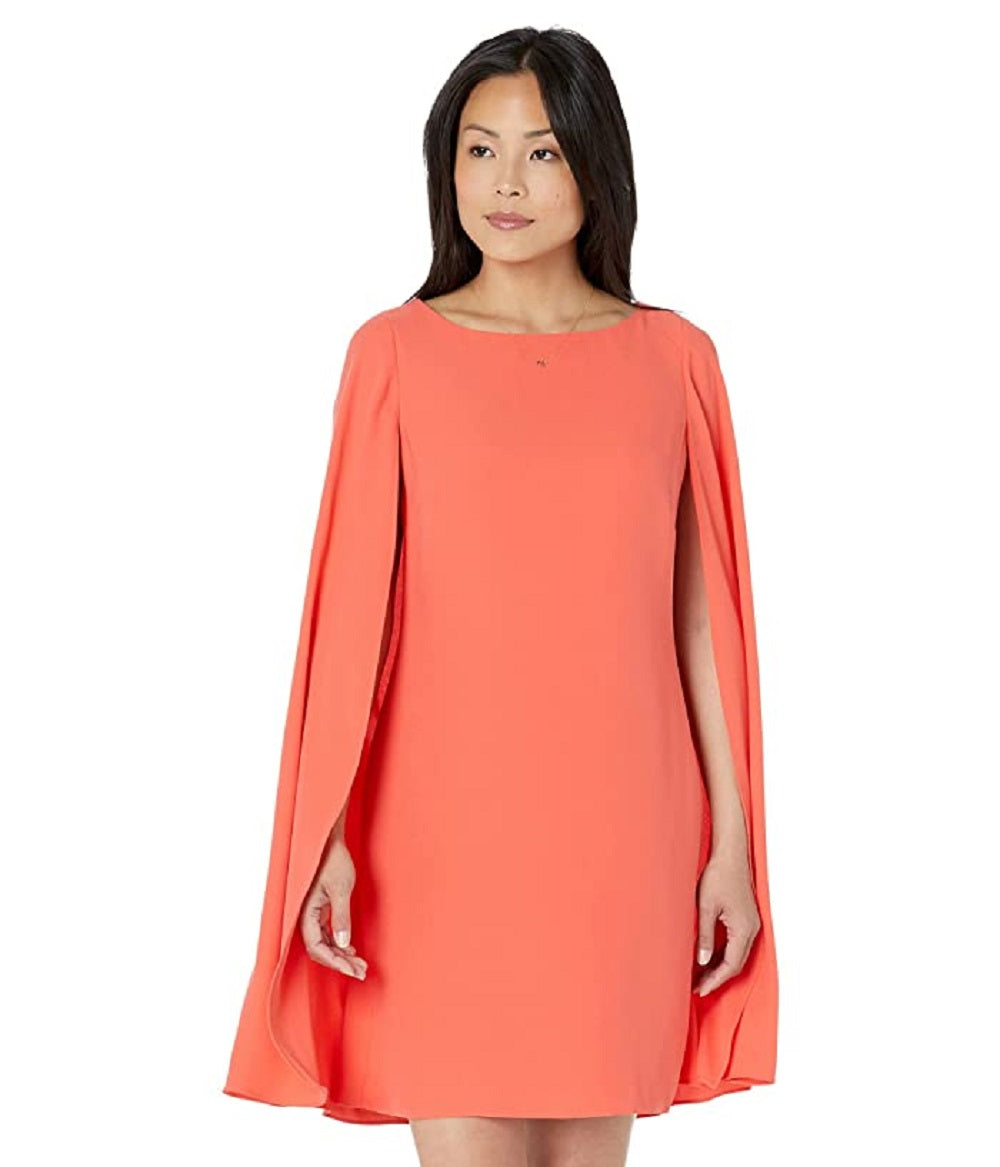 Ralph Lauren Women's Cape Georgette Cocktail Dress Orange Size 14