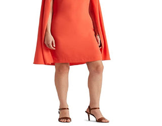 Ralph Lauren Women's Cape Georgette Cocktail Dress Orange Size 6