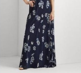 Ralph Lauren Women's Floral Crinkled Georgette Gown Blue Size 2